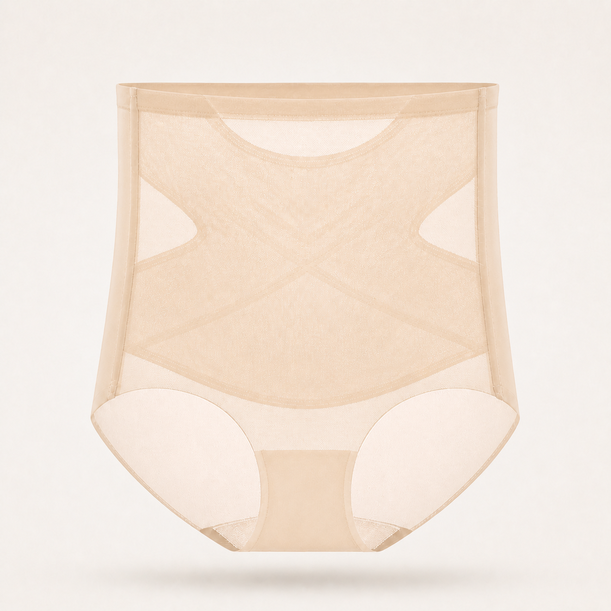 Sand ultra thin high waist brief with an integrated X shaped front panel